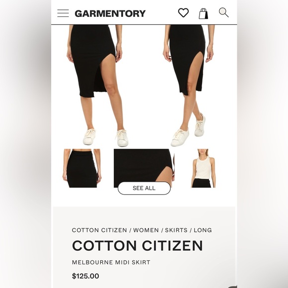 Cotton Citizen Black Pencil Skirt with Slit XS NWT $125 - Picture 6 of 6